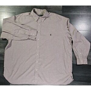 Polo Ralph Lauren Button Down Shirt Men 3XB Red Check Long Sleeve Pony Preppy